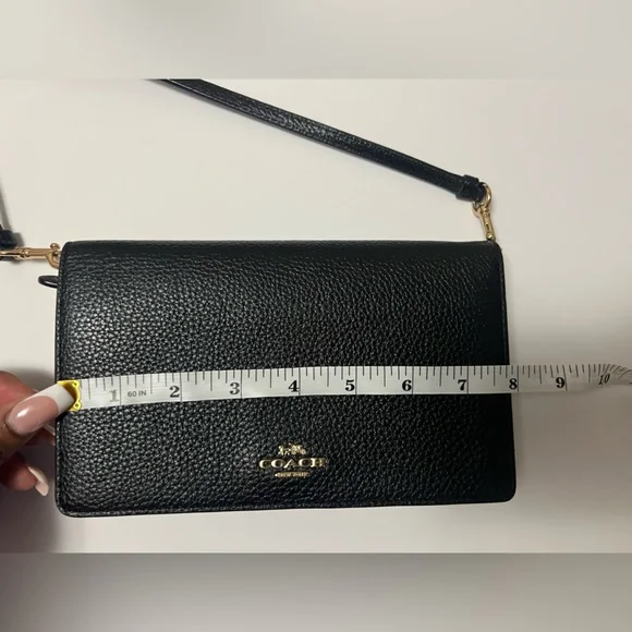 Coach Black Anna Foldover Clutch Crossbody - Picture 10 of 11